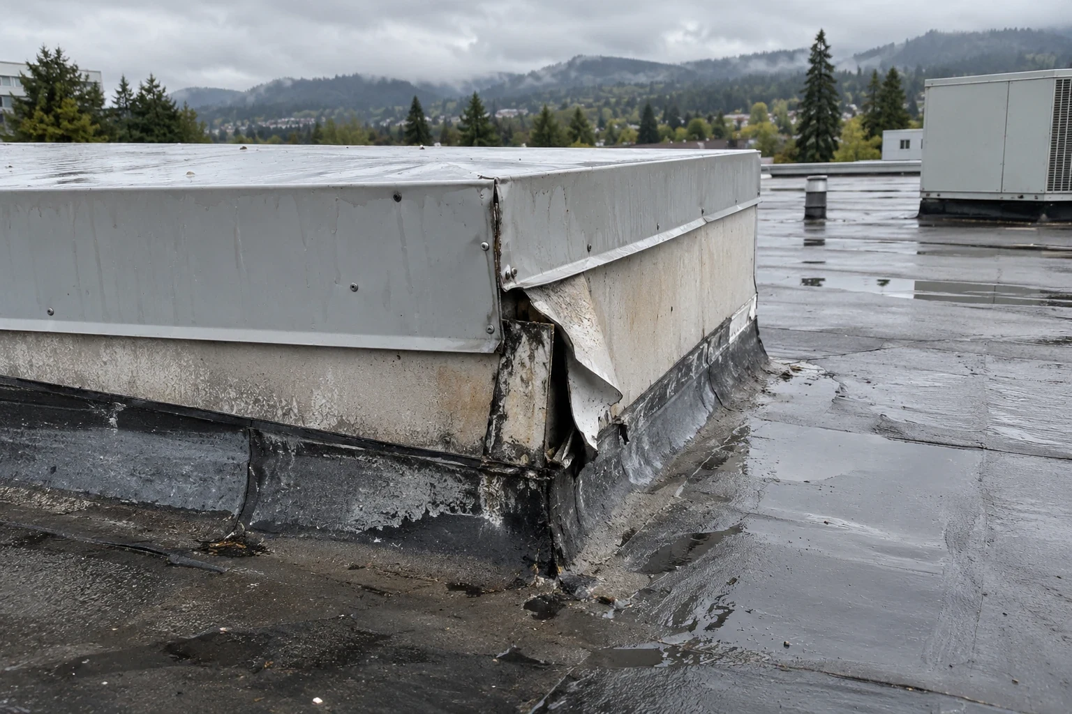 Commercial Roof Flashing Failure Repair in Everett, WA